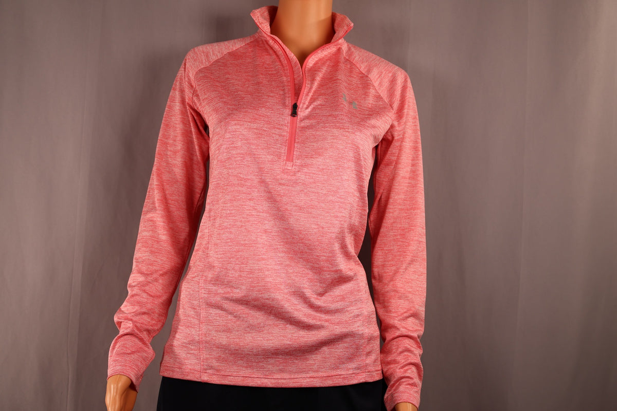 Under Armour Long-Sleeve Half-Zip, Coral Pink Heather, front
