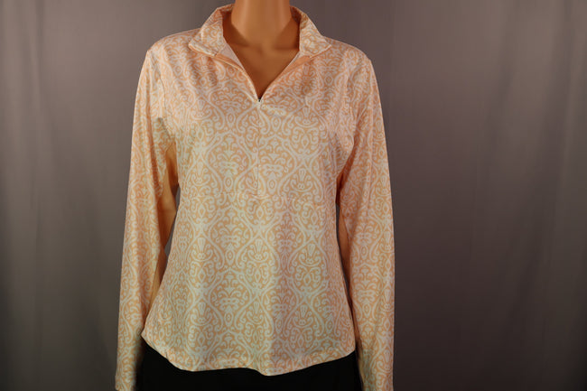 The American Outdoorsman Long-Sleeve Quarter-Zip, Peach/Cream Print, Size L