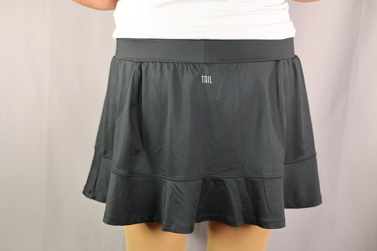 Tail Skort, Charcoal Gray, front