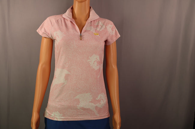 Kastel Denmark Short-Sleeve Quarter-Zip, Pink Print, Size S