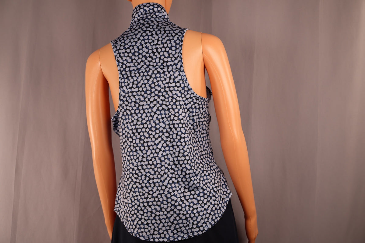 Etonic Sleeveless Quarter-Zip, Navy and White Print, back