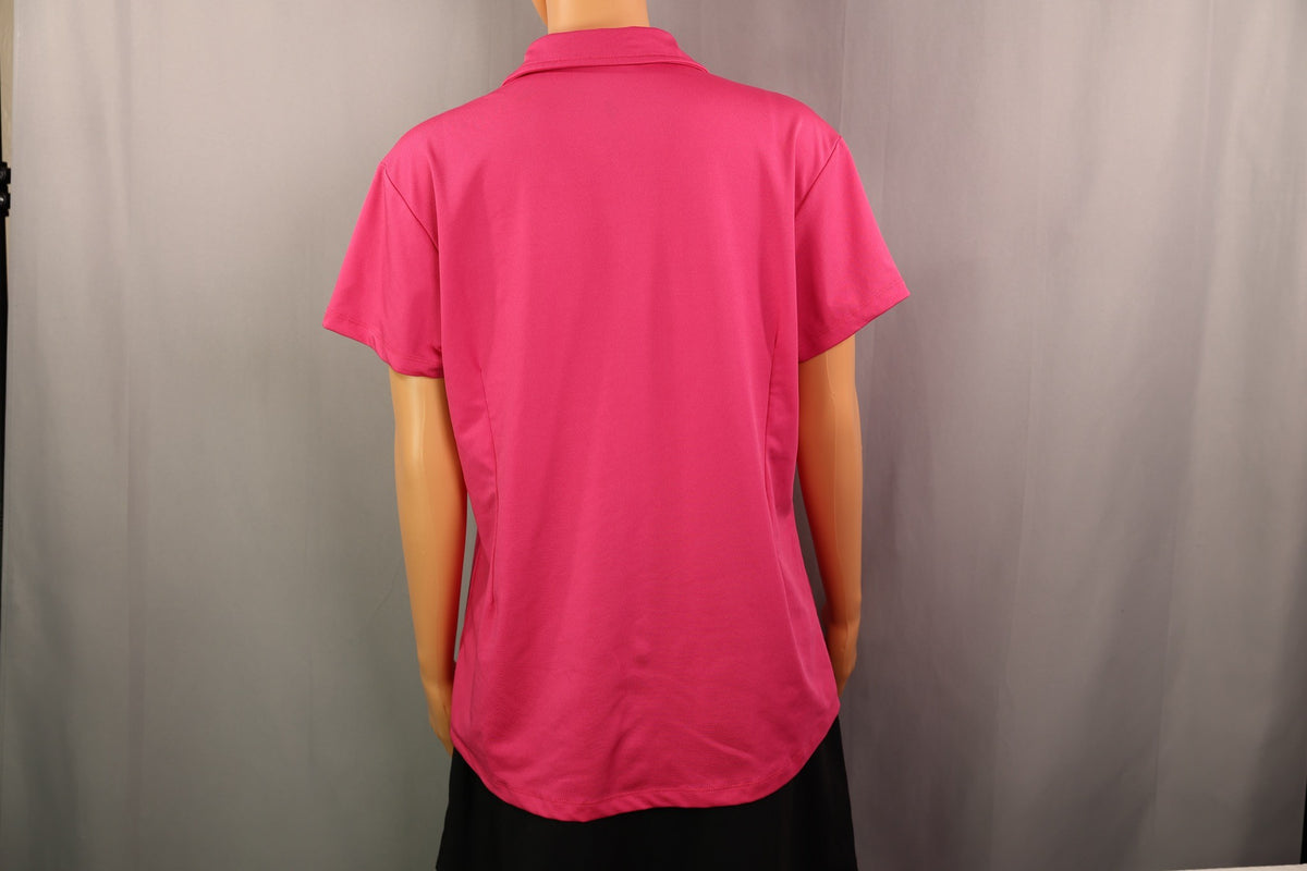 Jofit Short-Sleeve Quarter-Zip Polo, Hot pink, back
