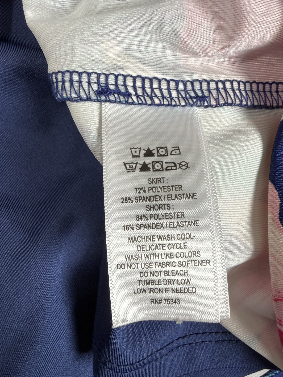 Tommy Bahama Skort care and fabric label