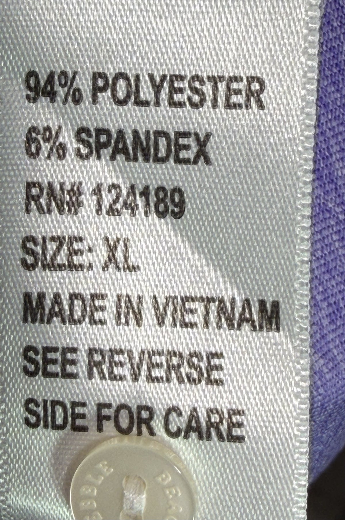 Pebble Beach Polo care and fabric label