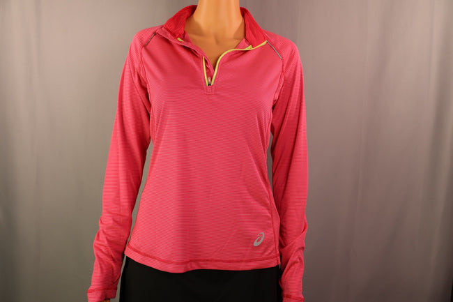 ASICS Long-Sleeve Half-Zip, Coral Red, Size S