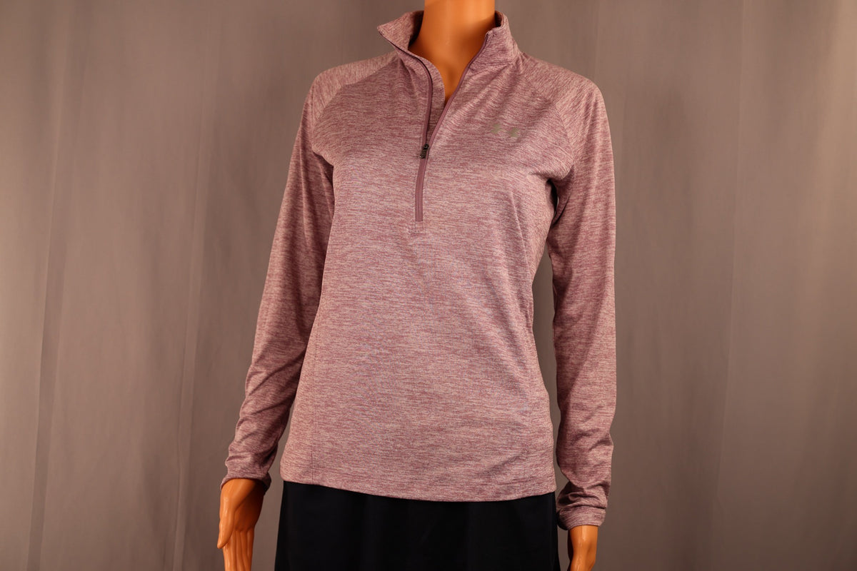 Under Armour Long-Sleeve Half-Zip, Mauve Heather, front