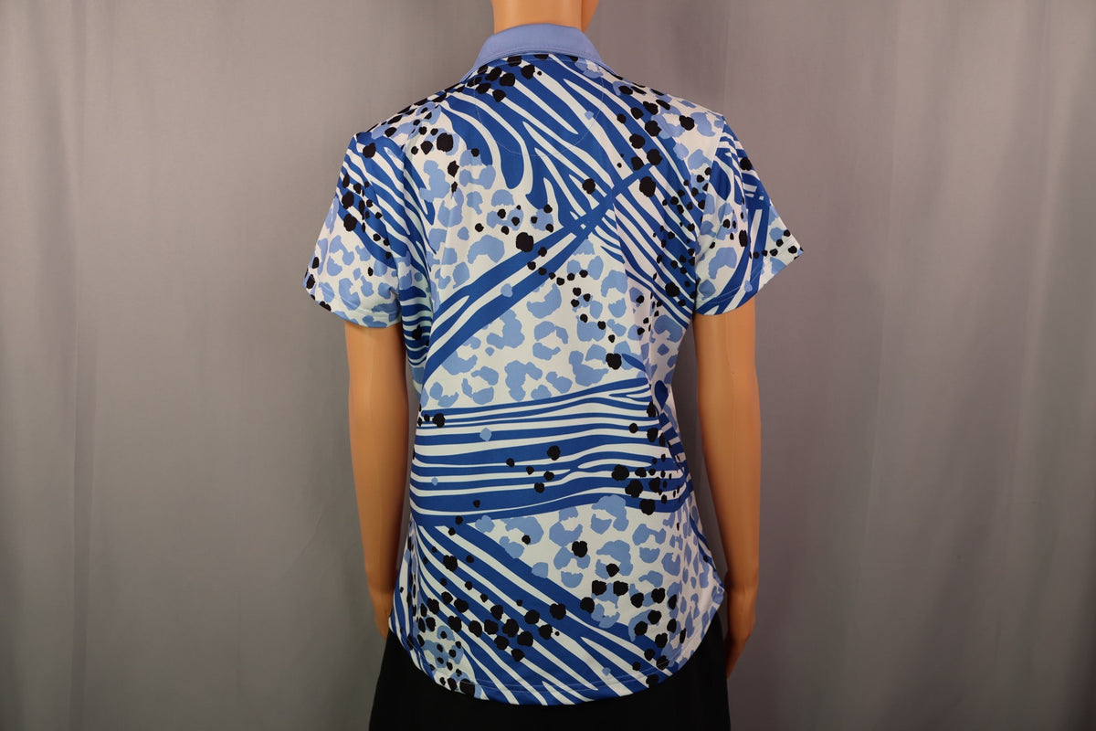 AnaClare Polo, Blue/white print, back