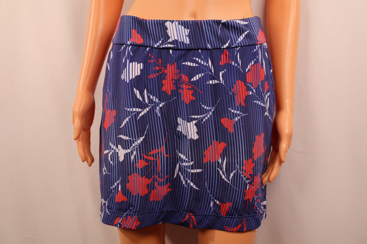 EP New York skort, navy floral stripe print, front