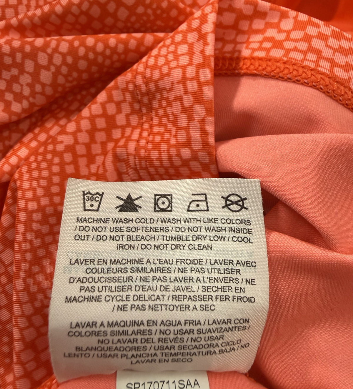 Nike Long-Sleeve Top care and fabric label