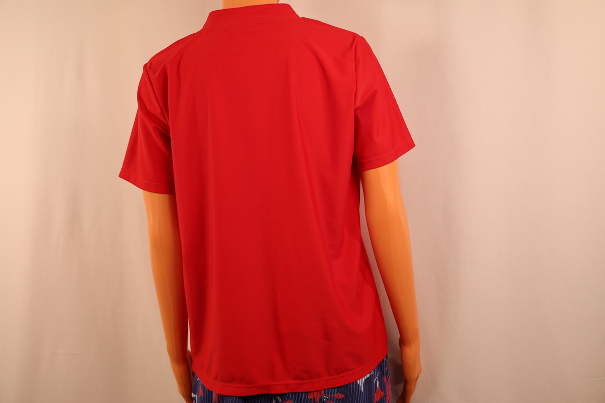 SkortObsession short-sleeve zip top, red, back