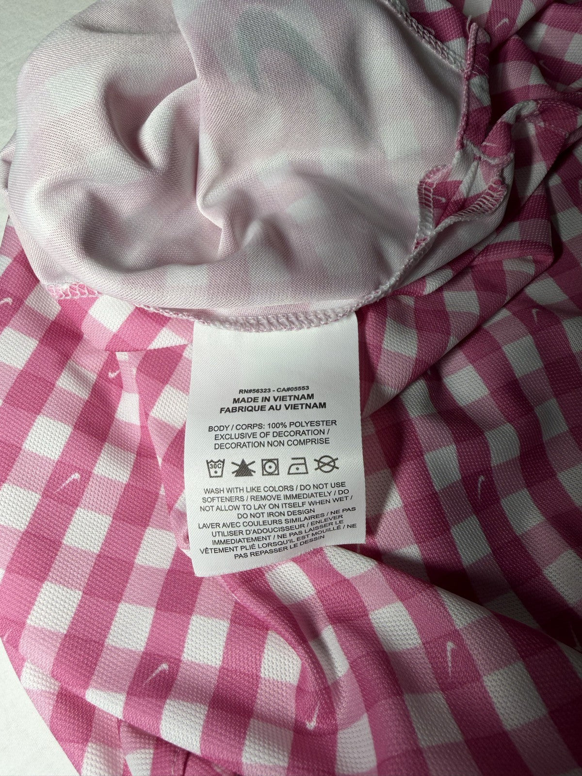 Nike care and fabric tag