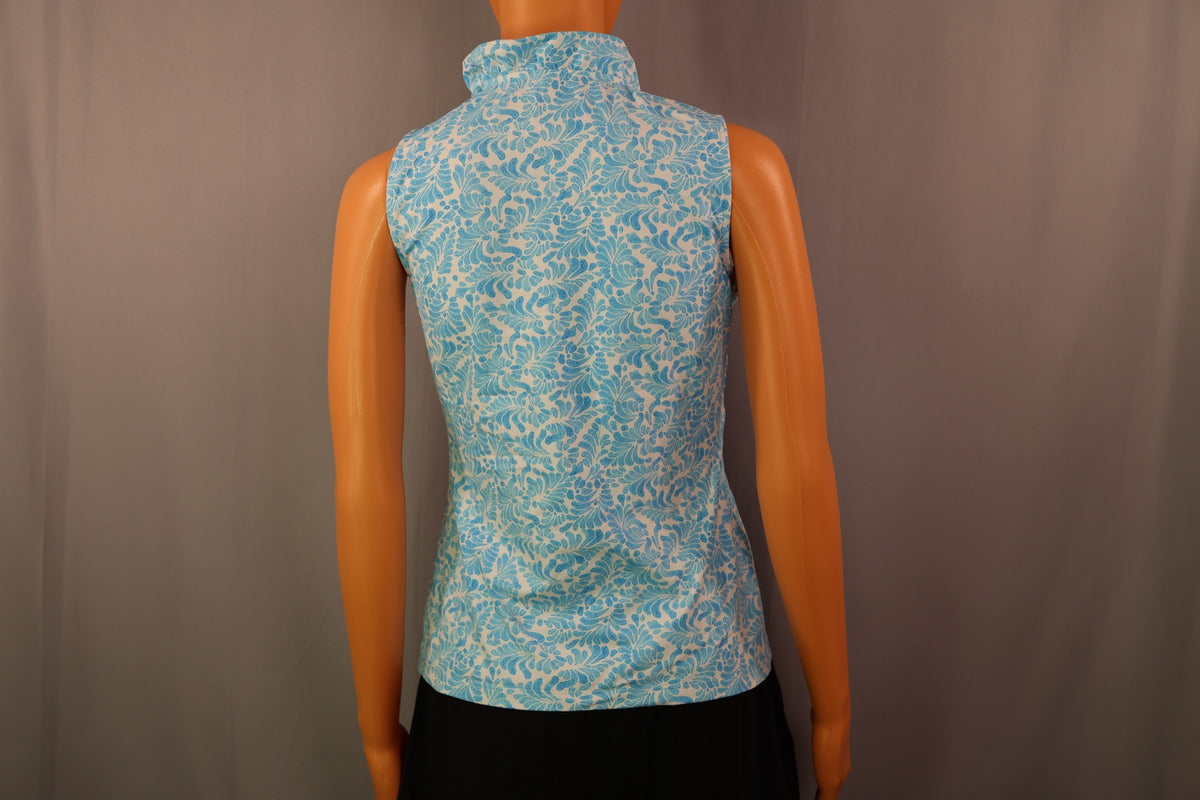 J.McLaughlin Sleeveless Top, Aqua/white paisley, back