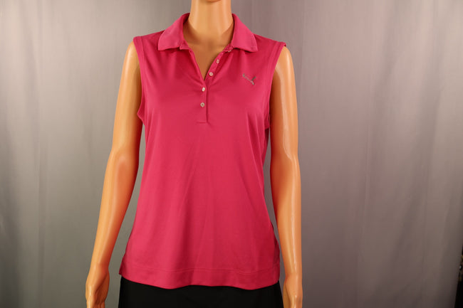 Puma Sleeveless Polo, Pink, Size L