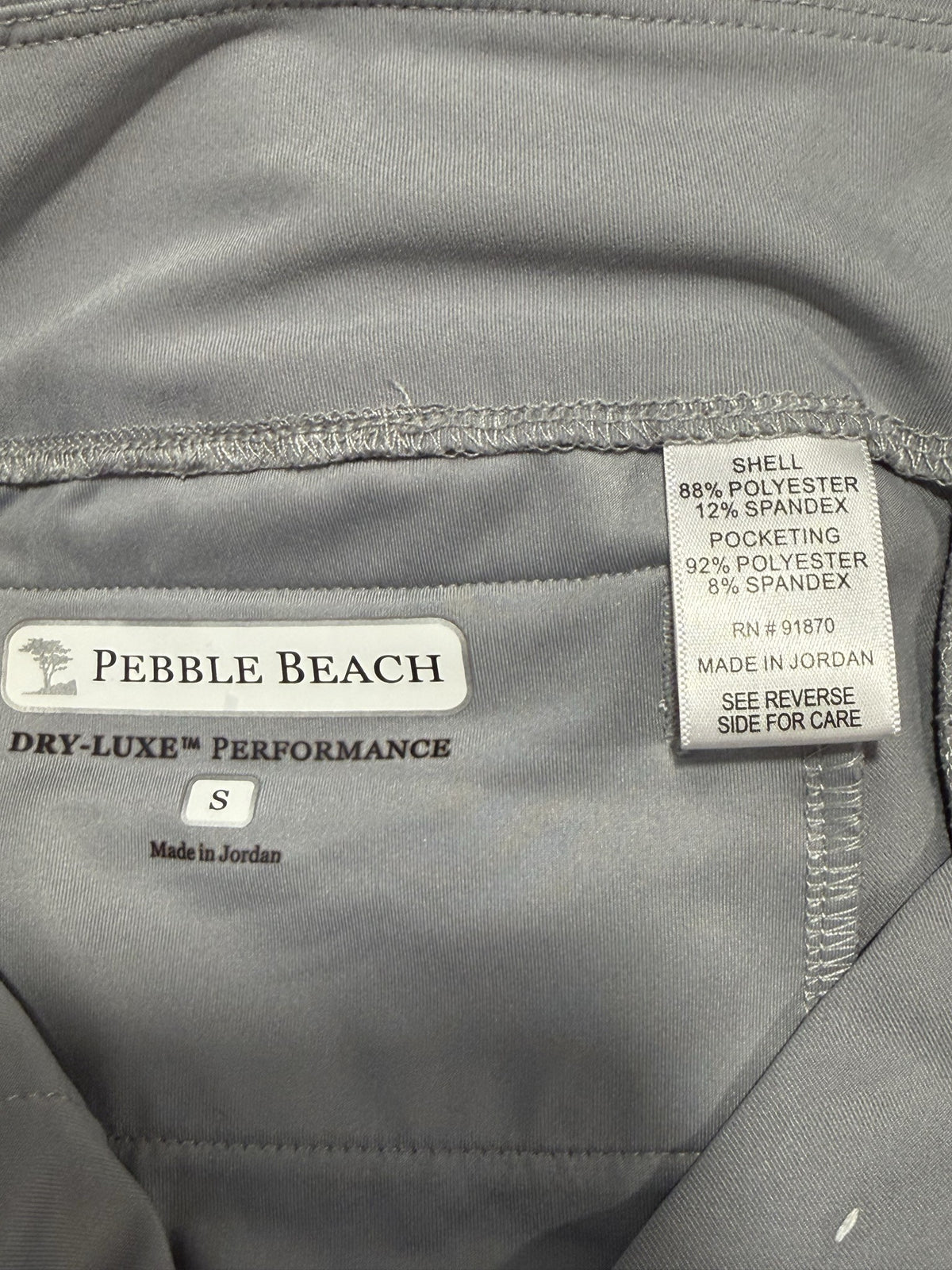 Pebble Beach Bottoms - brand and size label