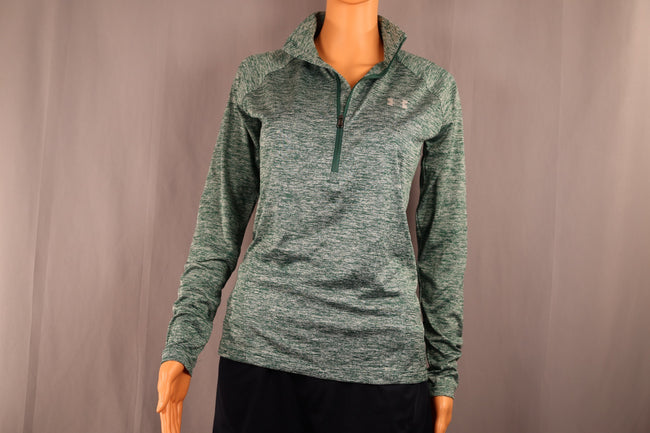 Under Armour Long-Sleeve Half-Zip, Green Heather, Size S
