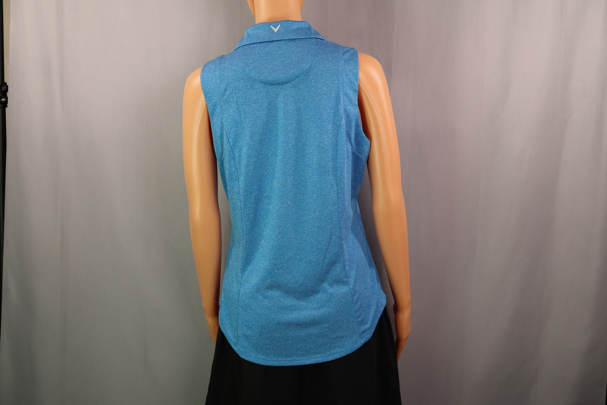 Callaway Sleeveless Polo, Turquoise heather, back