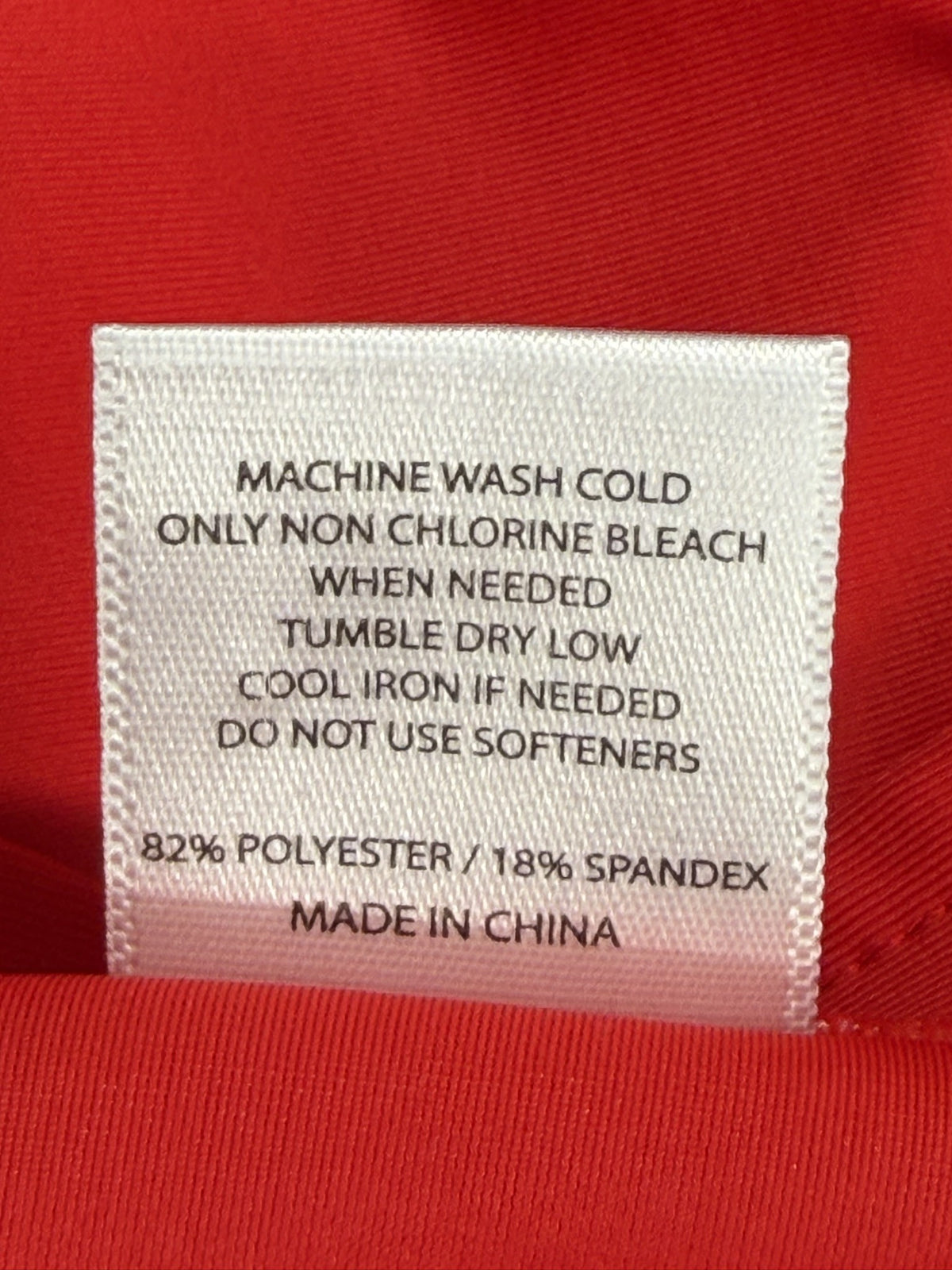 SkortObsession fabric and care label