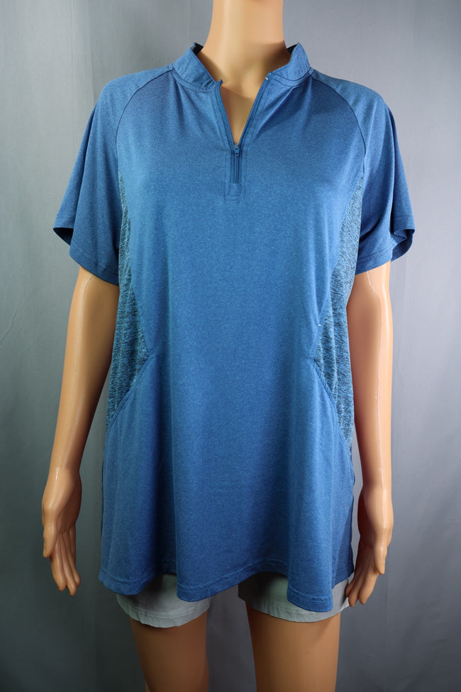 Miss Fortune Quarter Zip, Blue Heather, Size XL