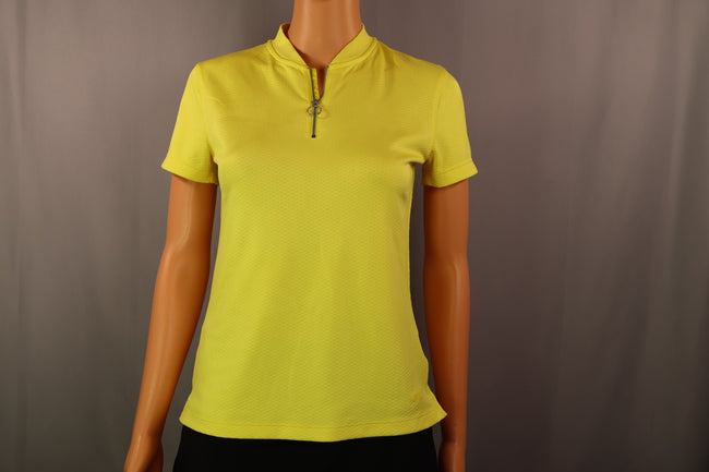 Nike Short-Sleeve Mock-Zip, Yellow, Size XS