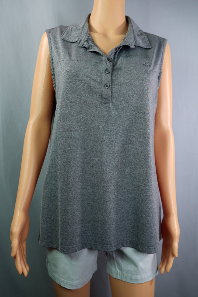 Mofiz Sleeveless Polo, Gray Heather, Size L