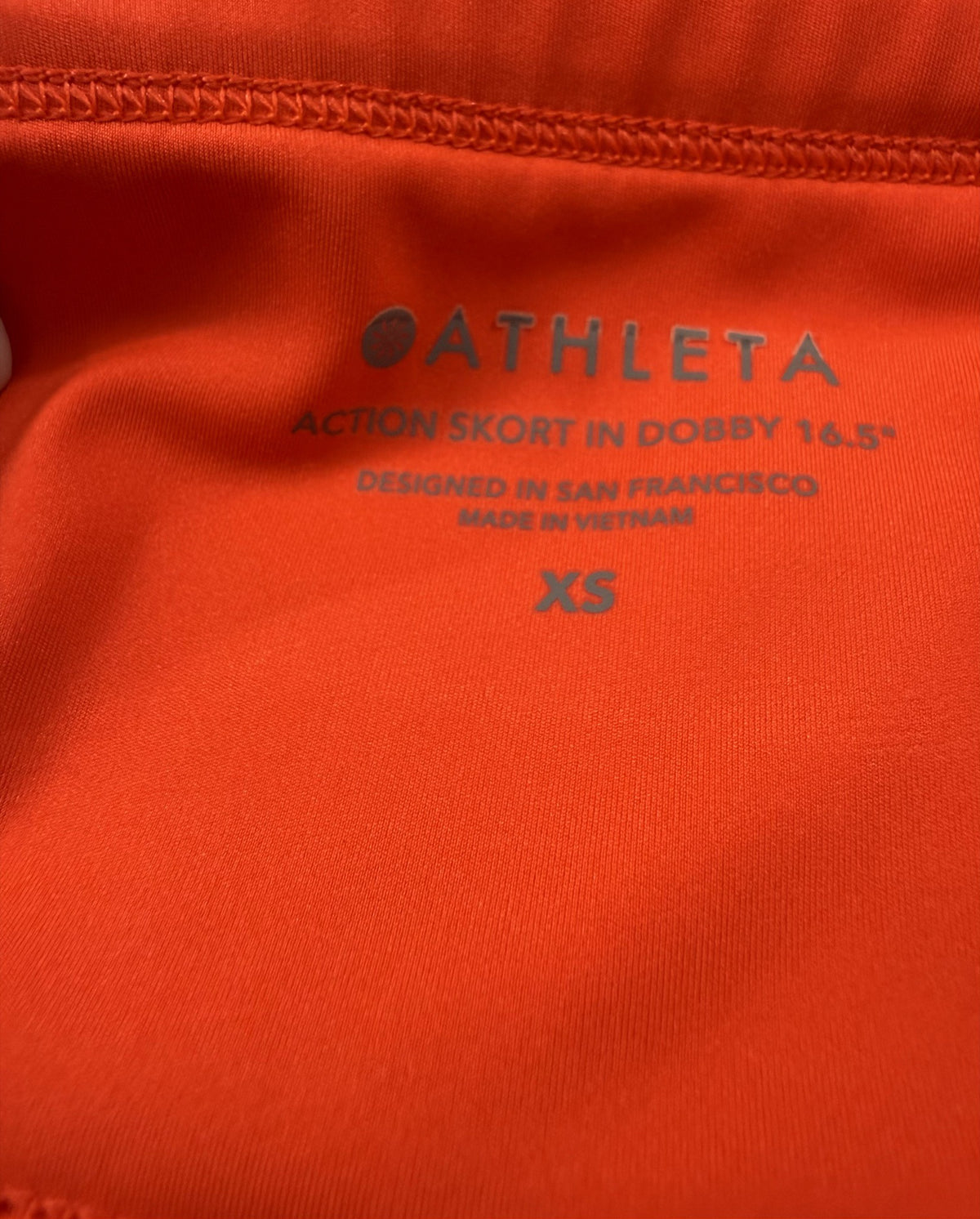 Athleta Skort brand and size label