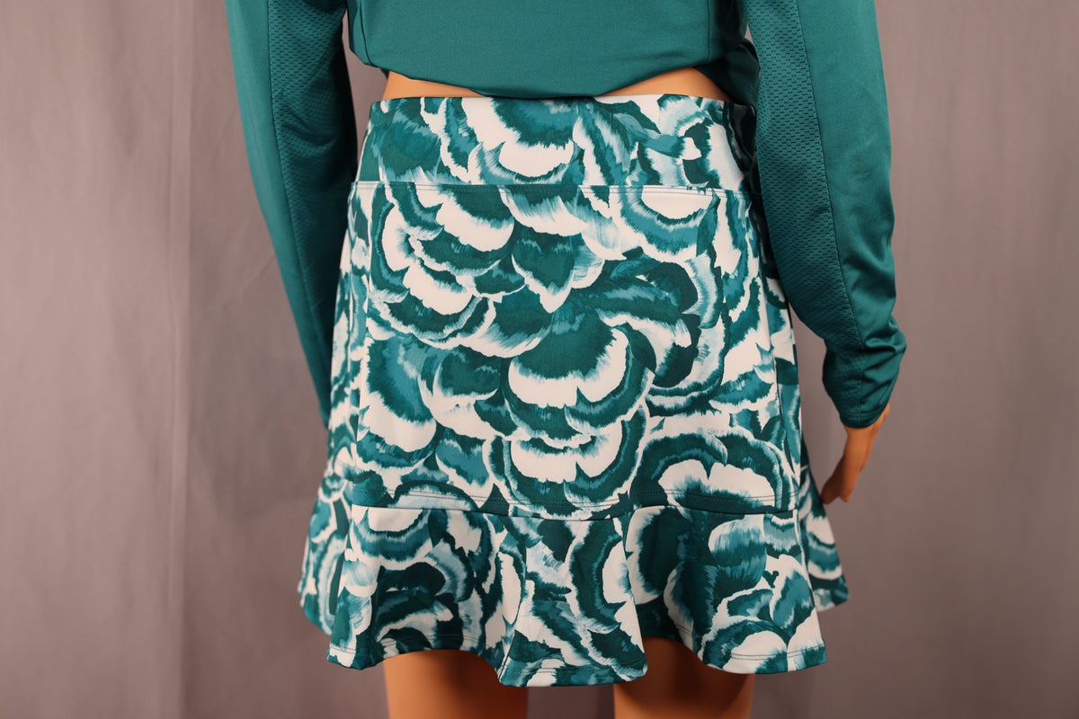 Tommy Bahama Skort, Teal and White Leaf Print, front