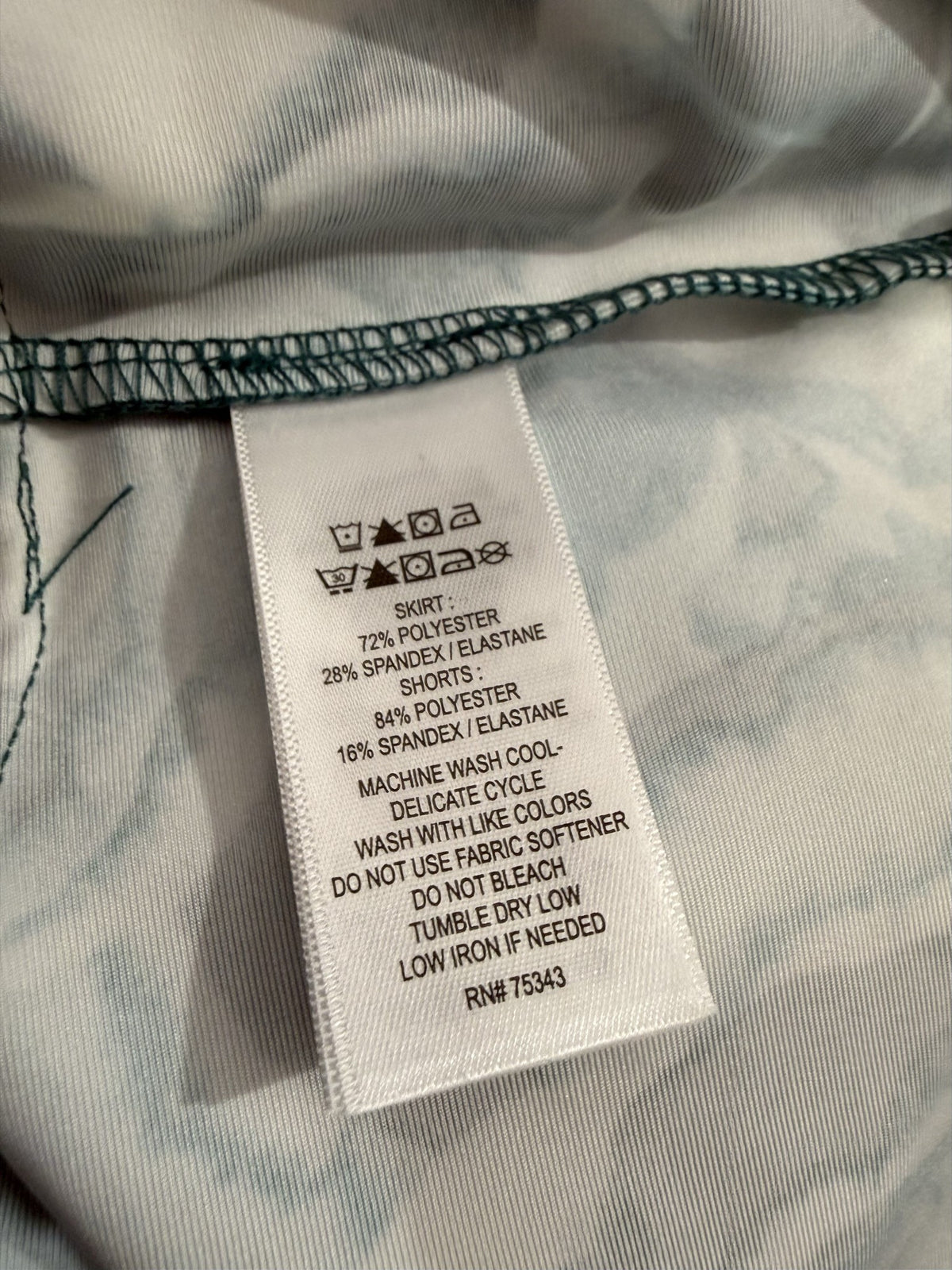 Tommy Bahama Skort care and fabric label