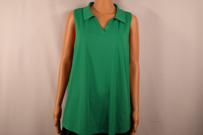 Pinspark Sleeveless Polo, Green, Size 2XL