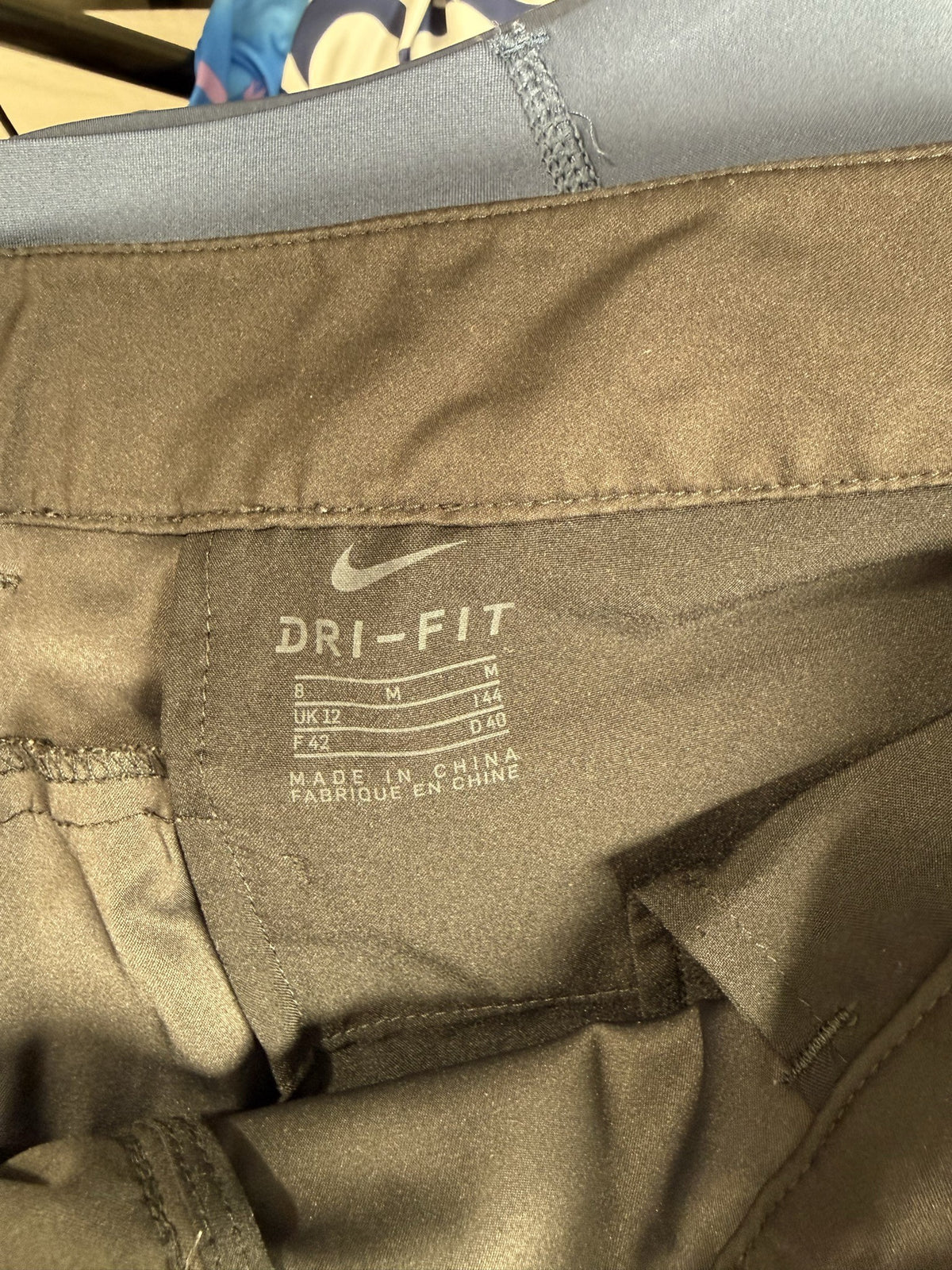 Nike Shorts brand and size label