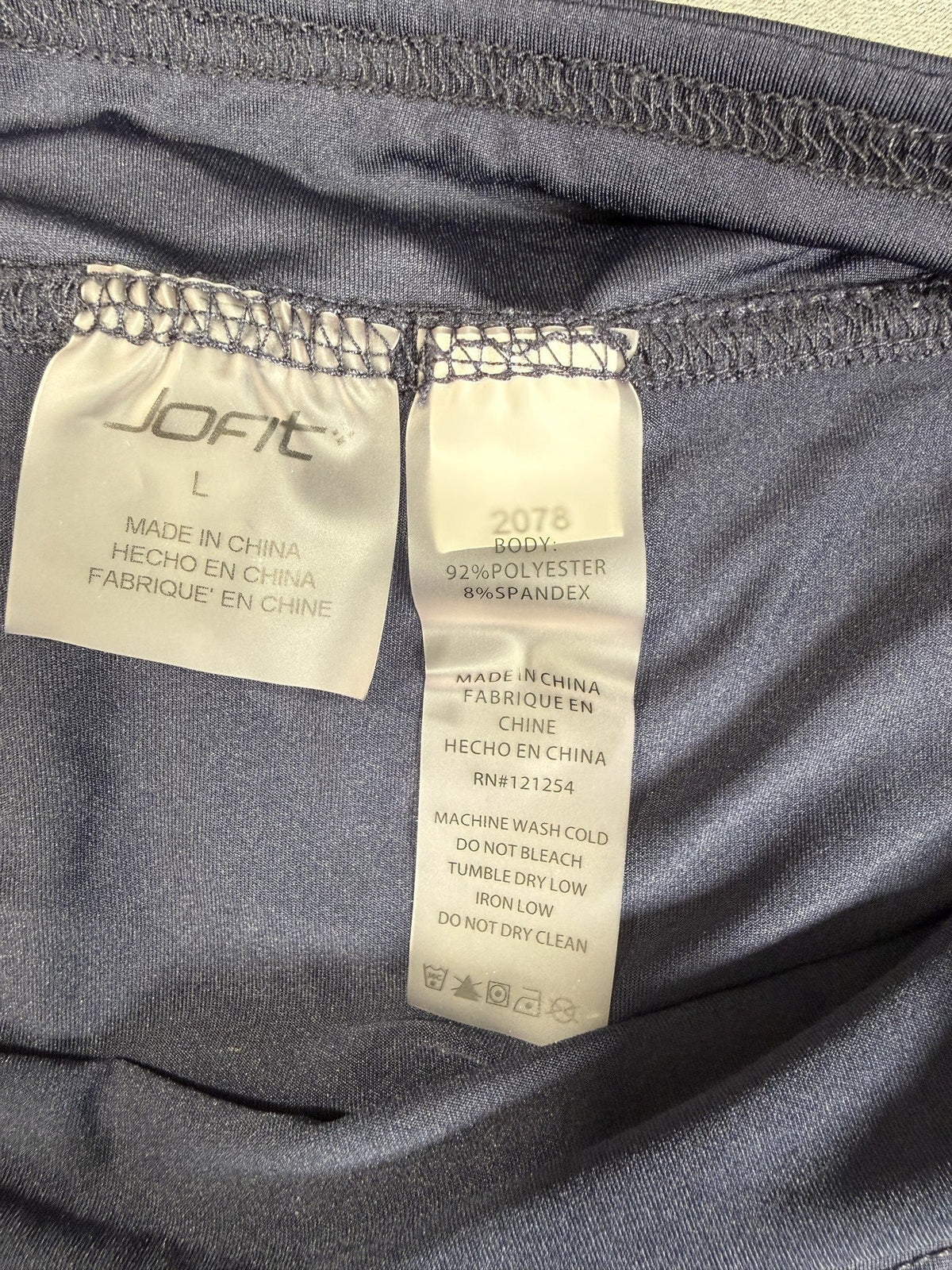 Jofit Skort brand and size label