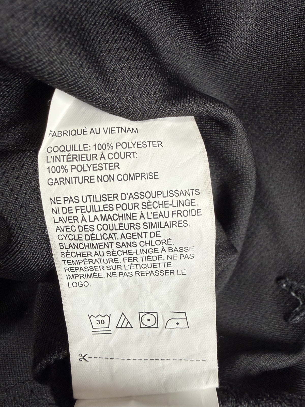 Callaway Skort care and fabric label