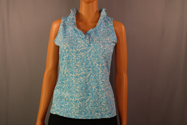 J.McLaughlin Sleeveless Top, Aqua/White Paisley, Size XS