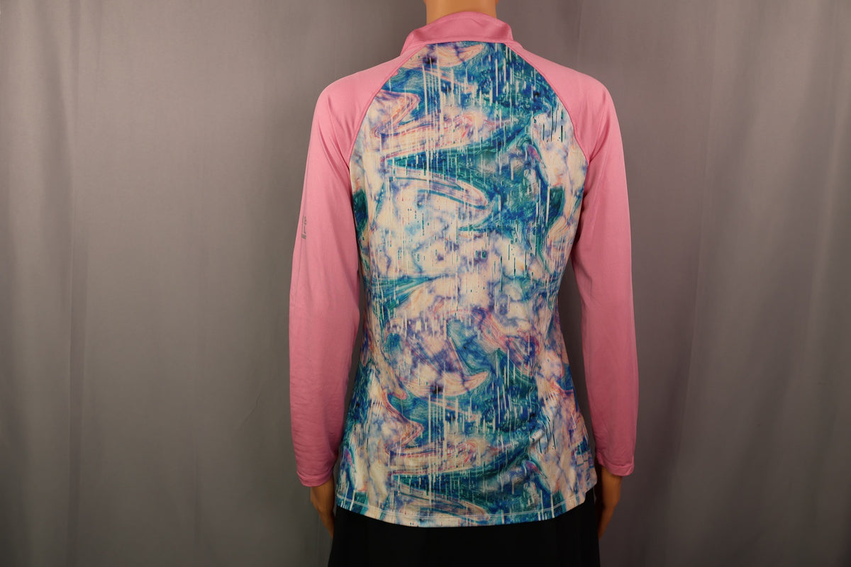 Reel Legends Long-Sleeve Quarter-Zip, Pink/teal marble, back
