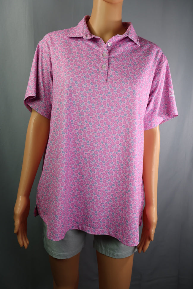 Elliott Collection Polo, Pink Floral, Size XL