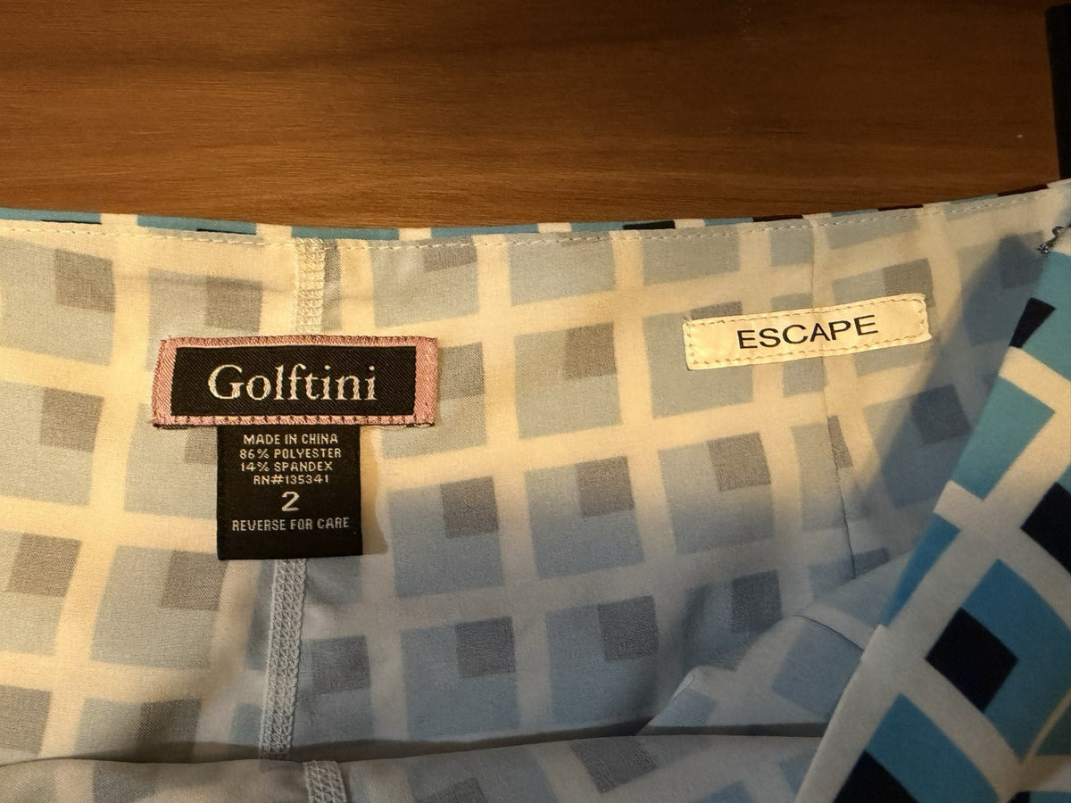 Golftini skort brand and size label