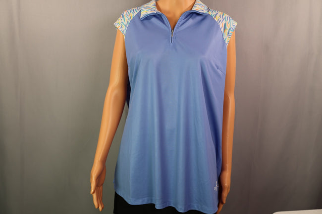 Bermuda Sands Sleeveless Quarter-Zip, Periwinkle, Size 2XL