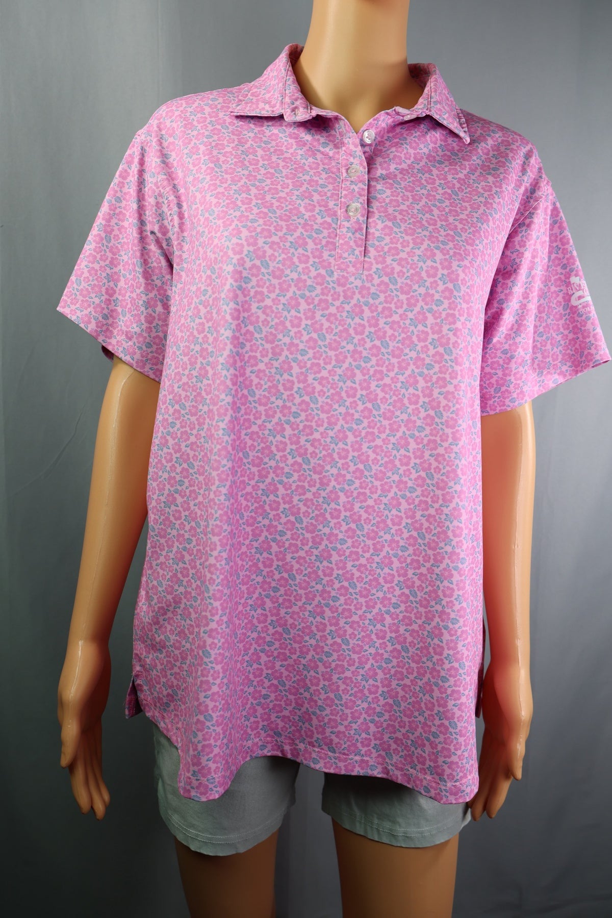 Elliott Collection Polo, Pink Floral, Size XL - front