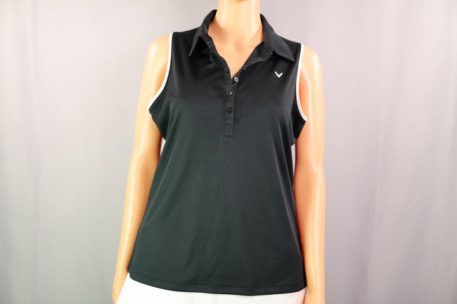 Callaway Sleeveless Polo, Black, Size M
