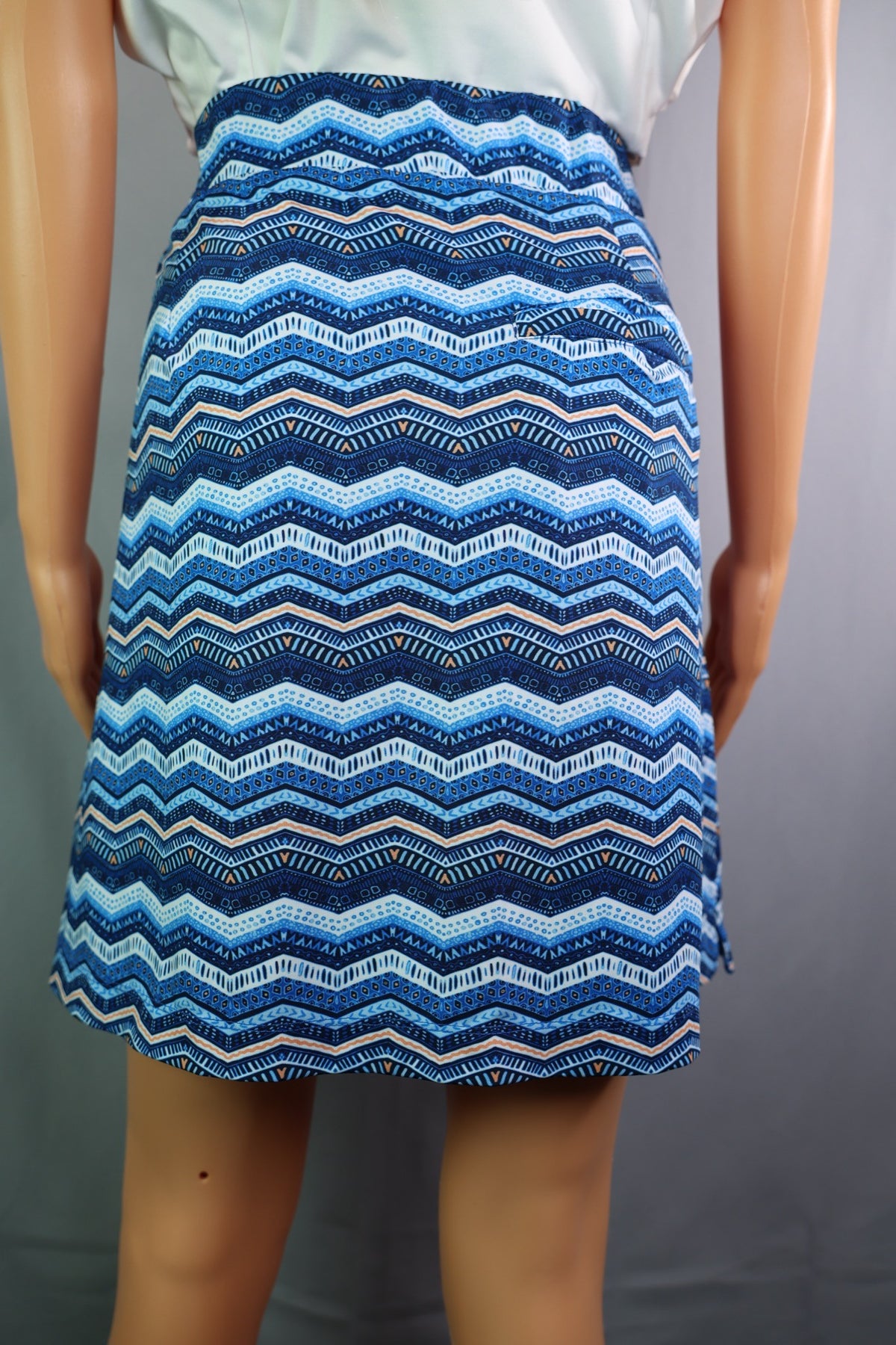 Bermuda Sands Skort, Blue Chevron Print - back