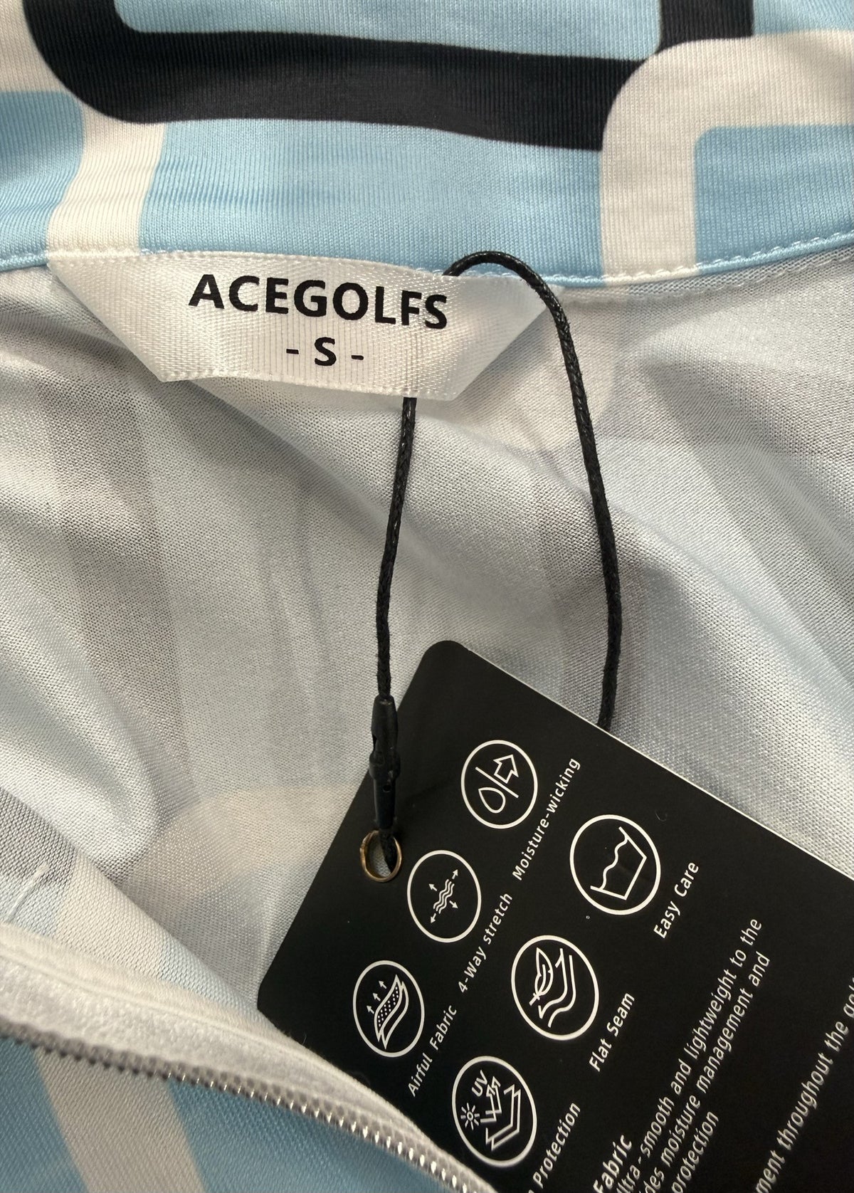 ACEGOLFS Long-Sleeve Quarter-Zip brand and size label