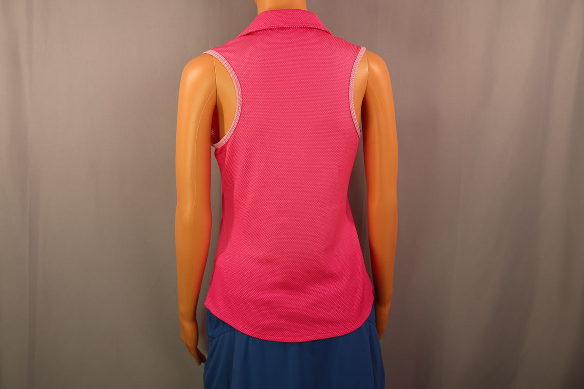adidas Sleeveless Polo, Hot pink, back
