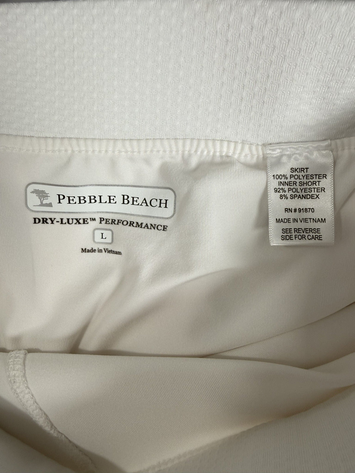 Pebble Beach Skort brand and size label