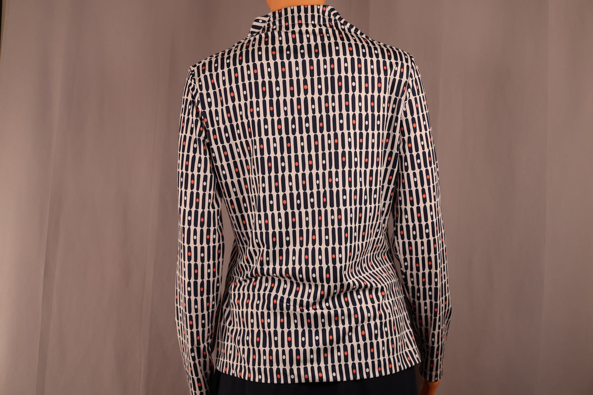 Tail Long-Sleeve Quarter-Zip, Navy and White Print, back