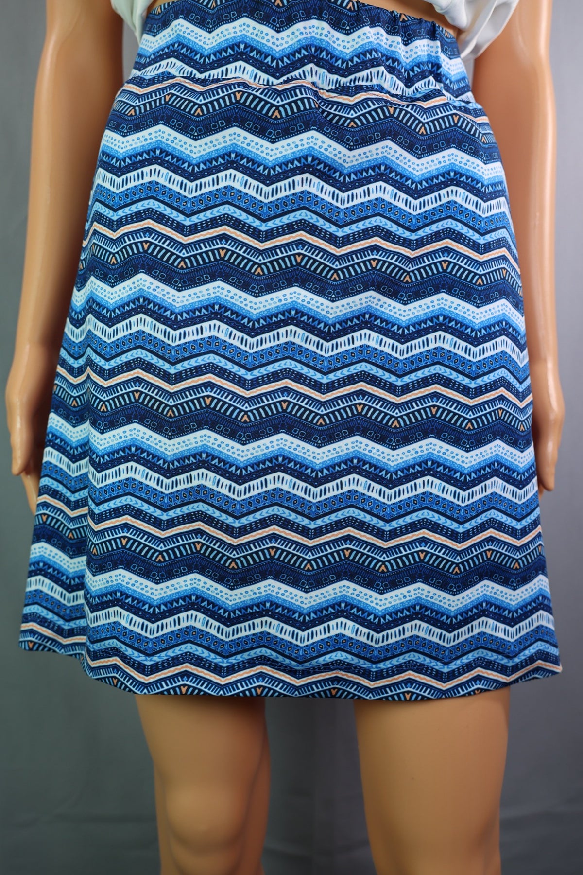 Bermuda Sands Skort, Blue Chevron Print - front