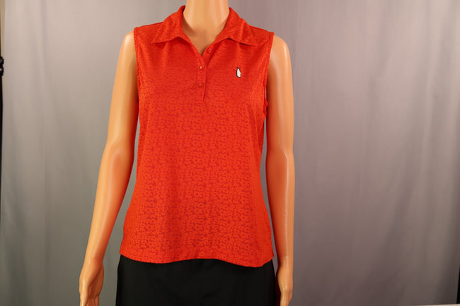 EP Pro Sleeveless Polo, Red-Orange, Size M