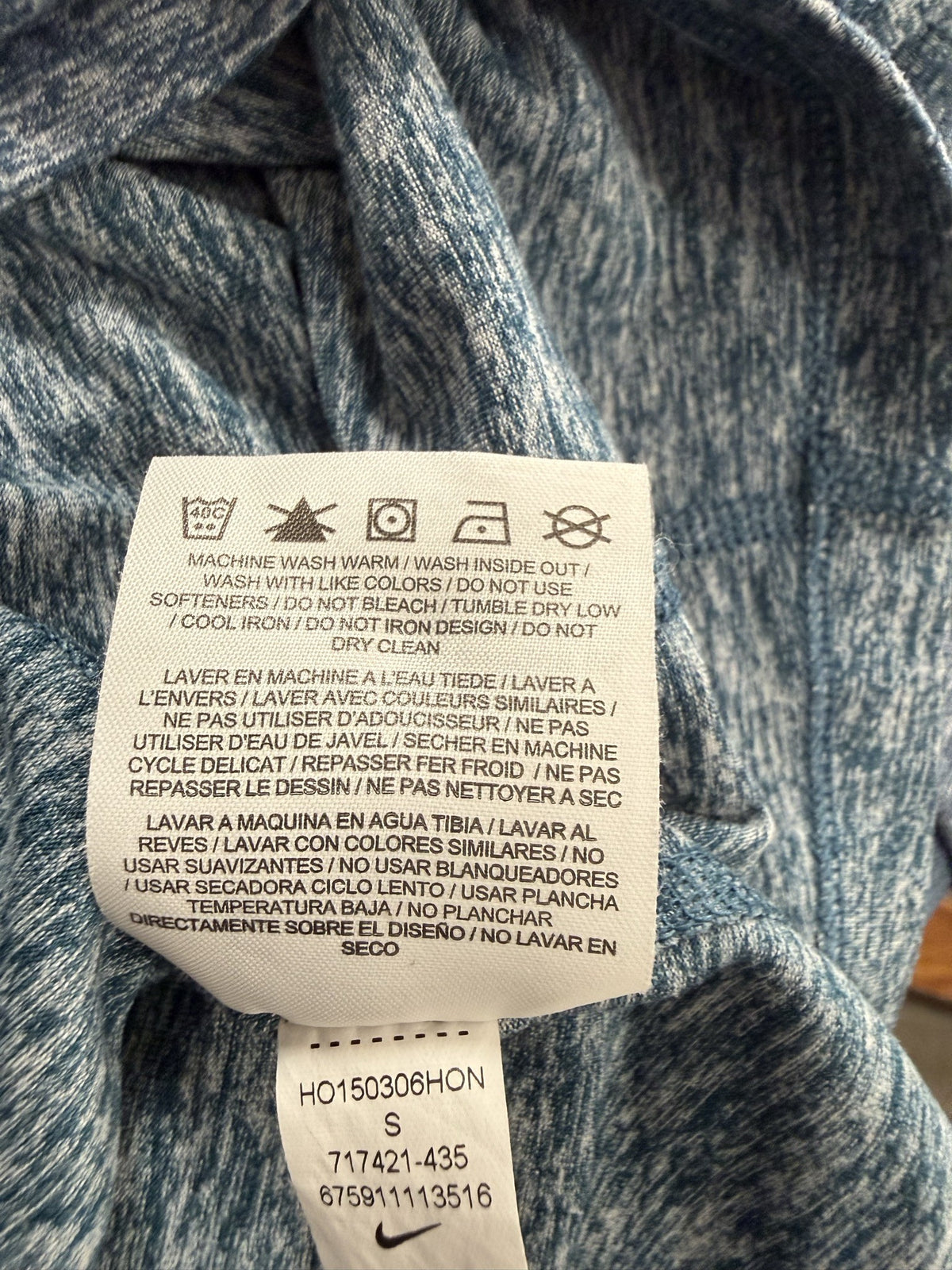 Nike Long-Sleeve Half-Zip care and fabric label