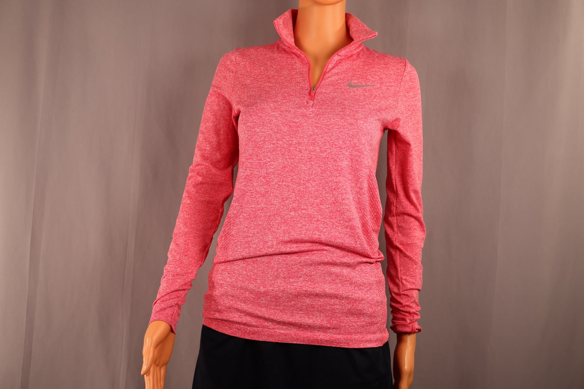 Nike Long-Sleeve Half-Zip, Coral Heather, front