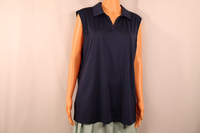 MAGCOMSEN Sleeveless Polo, Navy, Size 2XL