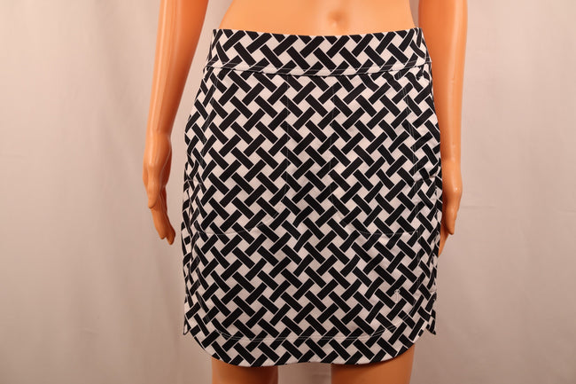 Belyn Key Skort, Black and White Basketweave Print, Size S