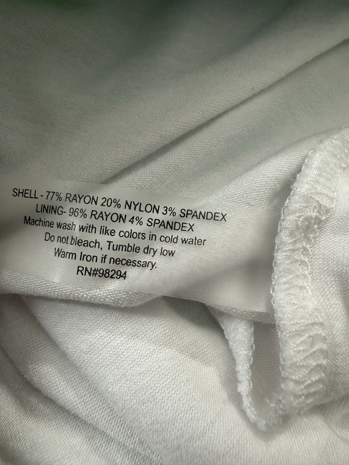 Onque Casual Skort care and fabric label